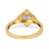 Minimalist Round Natural Stone Solitaire Ring