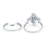Two Piece Oval Natural Stone Bridal Ring