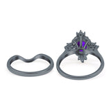 Two Piece Oval Natural Stone Bridal Ring