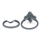 Two Piece Oval Natural Stone Bridal Ring