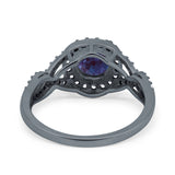 Art Deco Round Natural Stone Wedding Ring