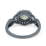 Art Deco Round Natural Stone Wedding Ring