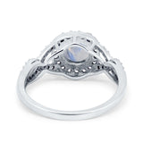 Art Deco Round Natural Stone Wedding Ring