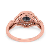 Art Deco Round Natural Stone Wedding Ring