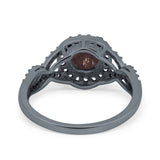 Art Deco Round Natural Stone Wedding Ring