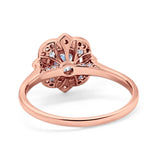 Floral Style Round Natural Stone Ring