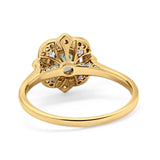 Floral Style Round Natural Stone Ring