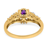 Vintage Style Round Natural Stone Filigree Ring