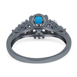 Vintage Style Round Natural Stone Filigree Ring
