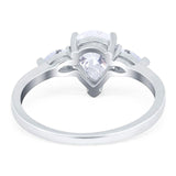 Pear Teardrop Natural Stone Trio Ring