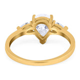 Pear Teardrop Natural Stone Trio Ring