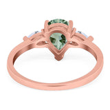 Pear Teardrop Natural Stone Trio Ring