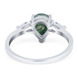 Pear Teardrop Natural Stone Trio Ring