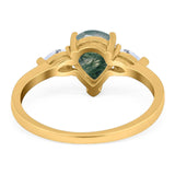 Pear Teardrop Natural Stone Trio Ring