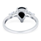 Pear Teardrop Natural Stone Trio Ring