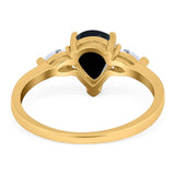 Pear Teardrop Natural Stone Trio Ring