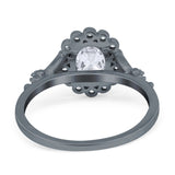 Art Deco Oval Natural Stone Floral Ring