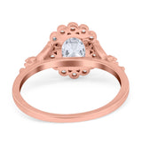 Art Deco Oval Natural Stone Floral Ring