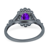 Art Deco Oval Natural Stone Floral Ring