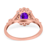Art Deco Oval Natural Stone Floral Ring