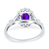 Art Deco Oval Natural Stone Floral Ring