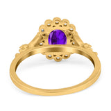 Art Deco Oval Natural Stone Floral Ring