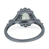 Art Deco Oval Natural Stone Floral Ring