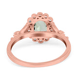 Art Deco Oval Natural Stone Floral Ring