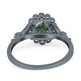 Art Deco Oval Natural Stone Floral Ring