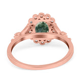 Art Deco Oval Natural Stone Floral Ring