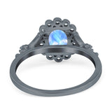 Art Deco Oval Natural Stone Floral Ring