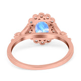Art Deco Oval Natural Stone Floral Ring