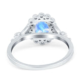 Art Deco Oval Natural Stone Floral Ring