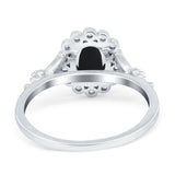 Art Deco Oval Natural Stone Floral Ring