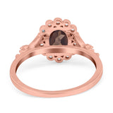 Art Deco Oval Natural Stone Floral Ring