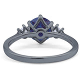 Art Deco Round Natural Stone Three Stone Ring