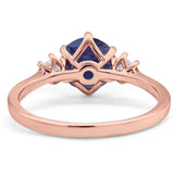 Art Deco Round Natural Stone Three Stone Ring