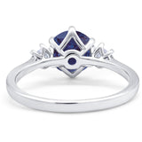 Art Deco Round Natural Stone Three Stone Ring