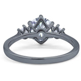 Art Deco Round Natural Stone Three Stone Ring