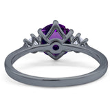 Art Deco Round Natural Stone Three Stone Ring