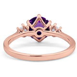 Art Deco Round Natural Stone Three Stone Ring