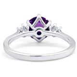 Art Deco Round Natural Stone Three Stone Ring