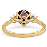 Art Deco Round Natural Stone Three Stone Ring