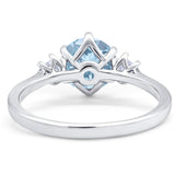 Art Deco Round Natural Stone Three Stone Ring