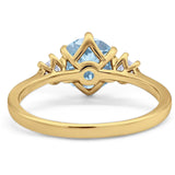 Art Deco Round Natural Stone Three Stone Ring