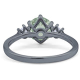 Art Deco Round Natural Stone Three Stone Ring