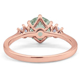 Art Deco Round Natural Stone Three Stone Ring