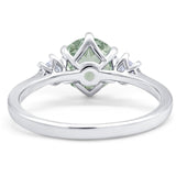 Art Deco Round Natural Stone Three Stone Ring