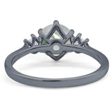 Art Deco Round Natural Stone Three Stone Ring