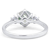 Art Deco Round Natural Stone Three Stone Ring